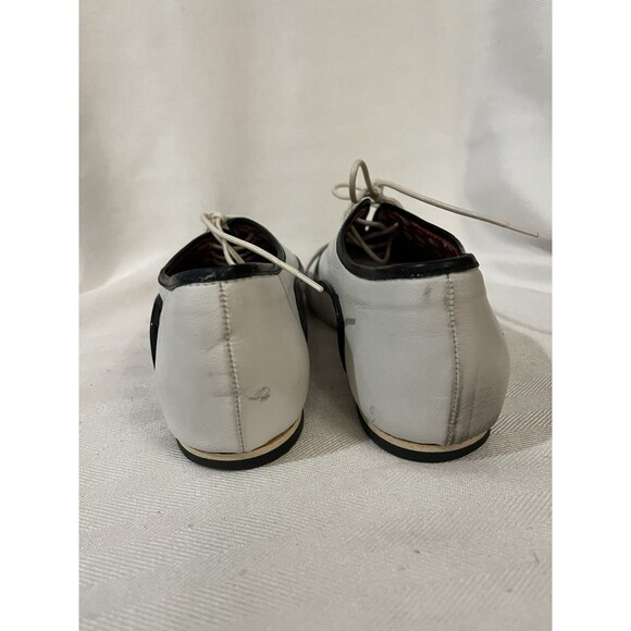Hego’s Black & White Dandy Dress Flat Wingtip Saddle Leather Loafer Women Size 6 - Picture 6 of 11